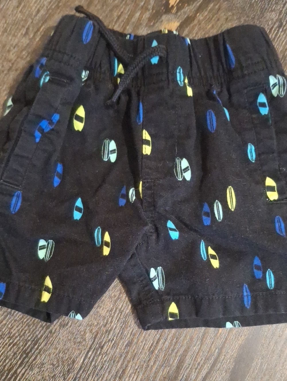 Garanimals Black Shorts with Blue and Yellow Surf Print